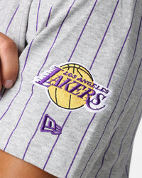 New Era Los Angeles Lakers Pinstripe T-Shirt Grey