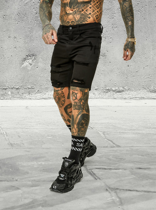 Saint Morta SM Thrashed Shorts Black