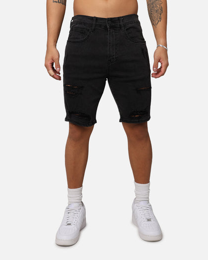 Saint Morta Thrashed Denim Shorts Vintage Black