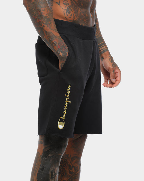 CHAMPION REV WEAVE CUT OFF SCRIPT SHORT BLACK/GOLD