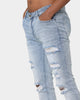 Carré Rugueux Distressed Skinny Jeans Light Blue