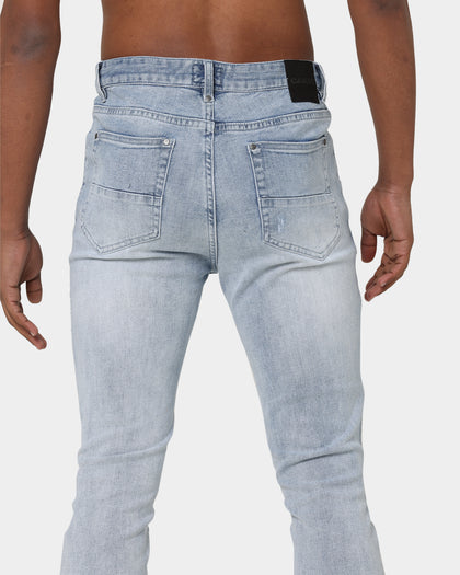 Carré Rugueux Distressed Skinny Jeans Light Blue