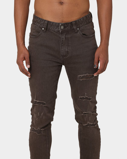 Carré Rugueux Distressed Skinny Jeans Taupe/Dark Taupe