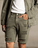 Saint Morta Destroyer Distressed Shorts Khaki Green