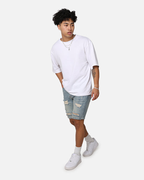 Saint Morta Destroyer Distressed Shorts Vintage Blue