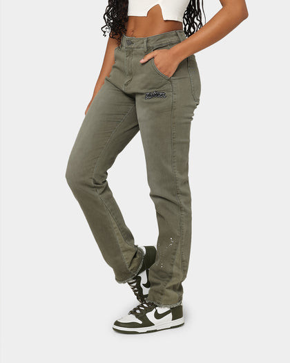 Loiter Demolition Flare Jeans Khaki