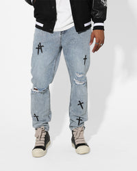 Saint Morta Daggers Relaxed Jean Stone Wash Blue