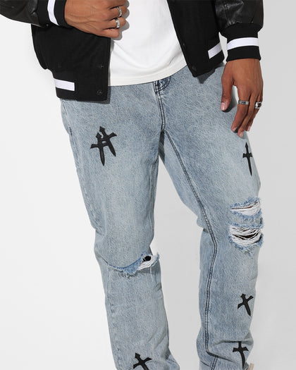 Saint Morta Daggers Relaxed Jean Stone Wash Blue