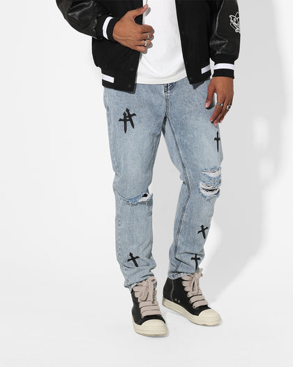 Saint Morta Daggers Relaxed Jean Stone Wash Blue