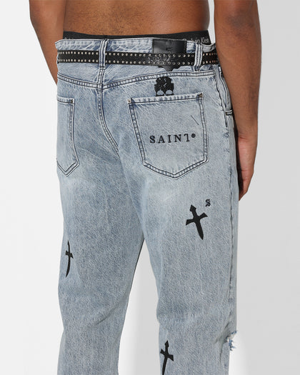Saint Morta Daggers Relaxed Jean Stone Wash Blue
