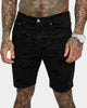 Saint Morta Paisley Skulls Denim Shorts Black/Black