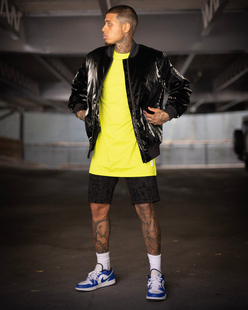 Saint Morta Paisley Skulls Denim Shorts Black/Black