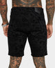 Saint Morta Paisley Skulls Denim Shorts Black/Black