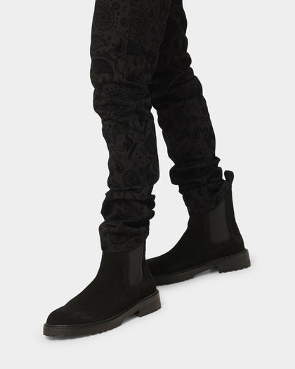 Saint Morta Paisley Skulls Jeans Black