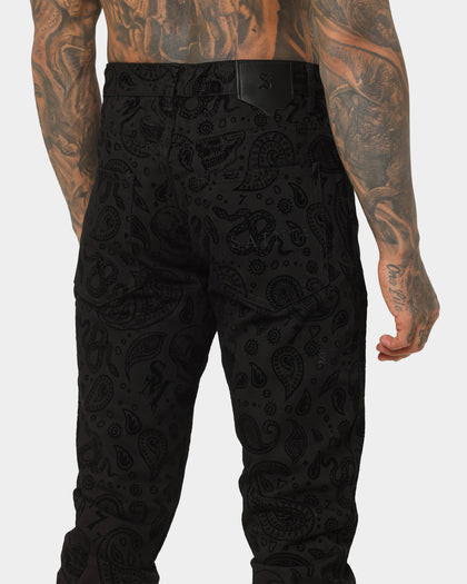 Saint Morta Paisley Skulls Jeans Black