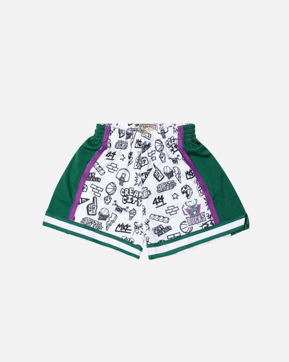 Mitchell & Ness Women's Milwaukee Bucks Doodle Shorts Black/White