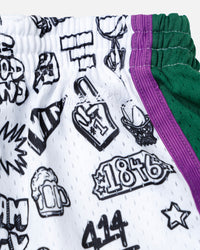Mitchell & Ness Women's Milwaukee Bucks Doodle Shorts Black/White