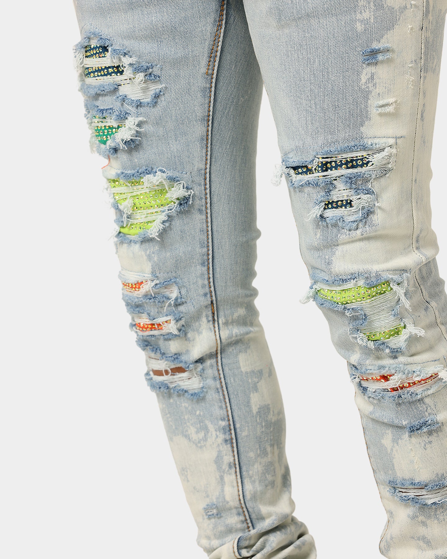 MNML X409 Stretch Rhinestone Denim Jeans Blue | Culture Kings US