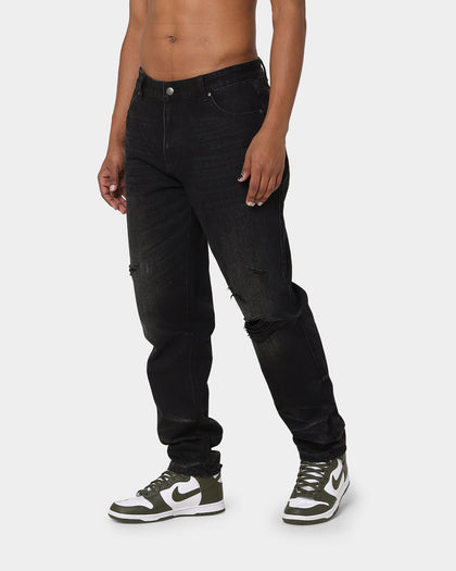 Carré Bouffant Distressed Jeans Washed Black
