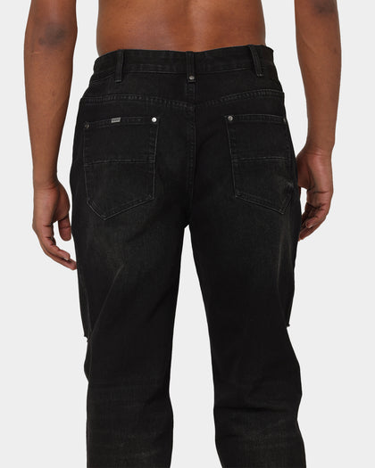 Carré Bouffant Distressed Jeans Washed Black