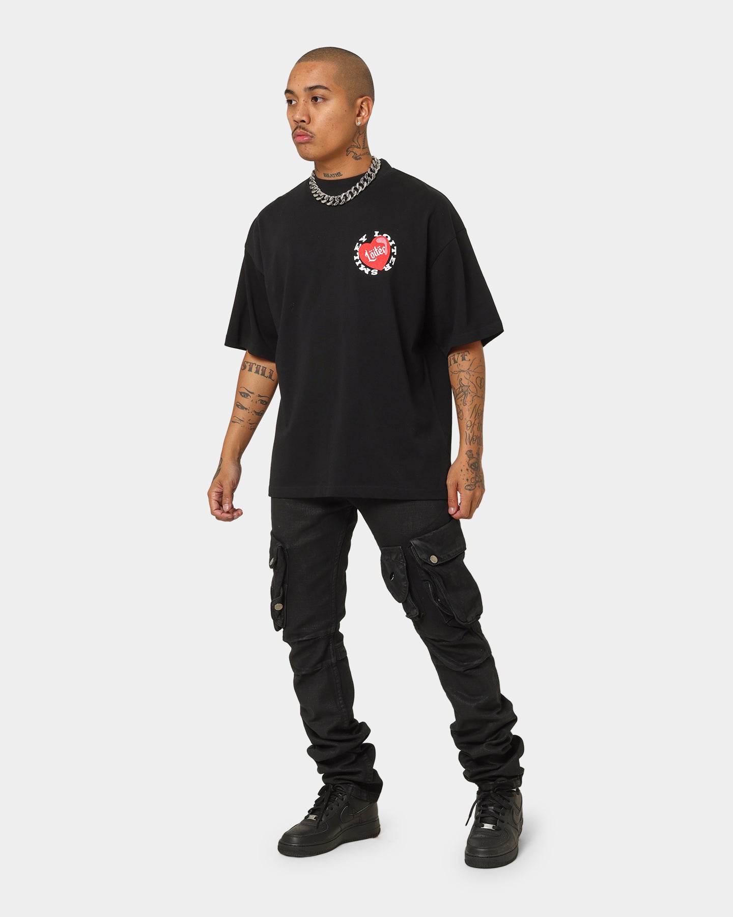 MNML Waxed Denim Cargo Pants Black | Culture Kings US