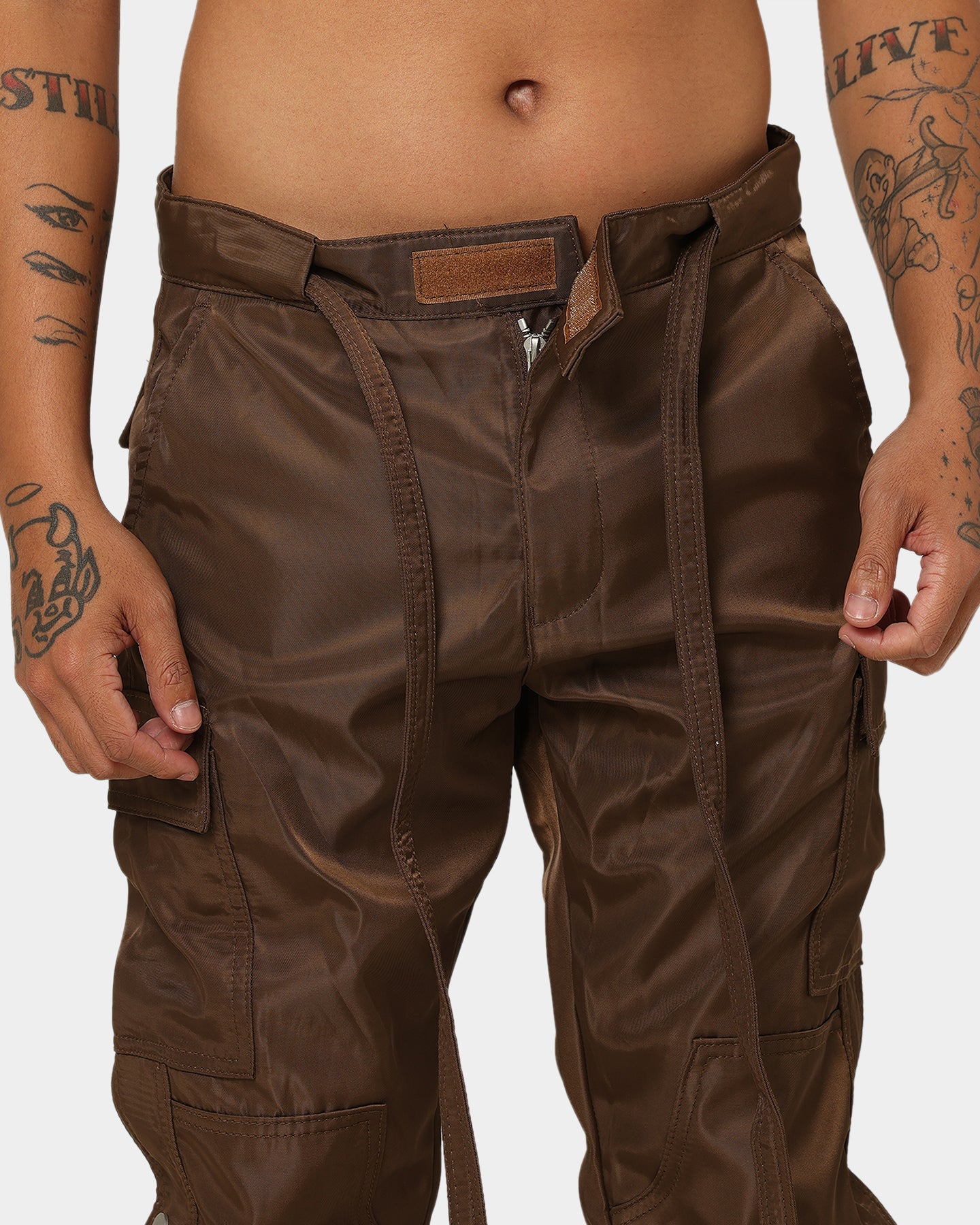 MNML Snap Zipper II Cargo Pants Brown | Culture Kings US