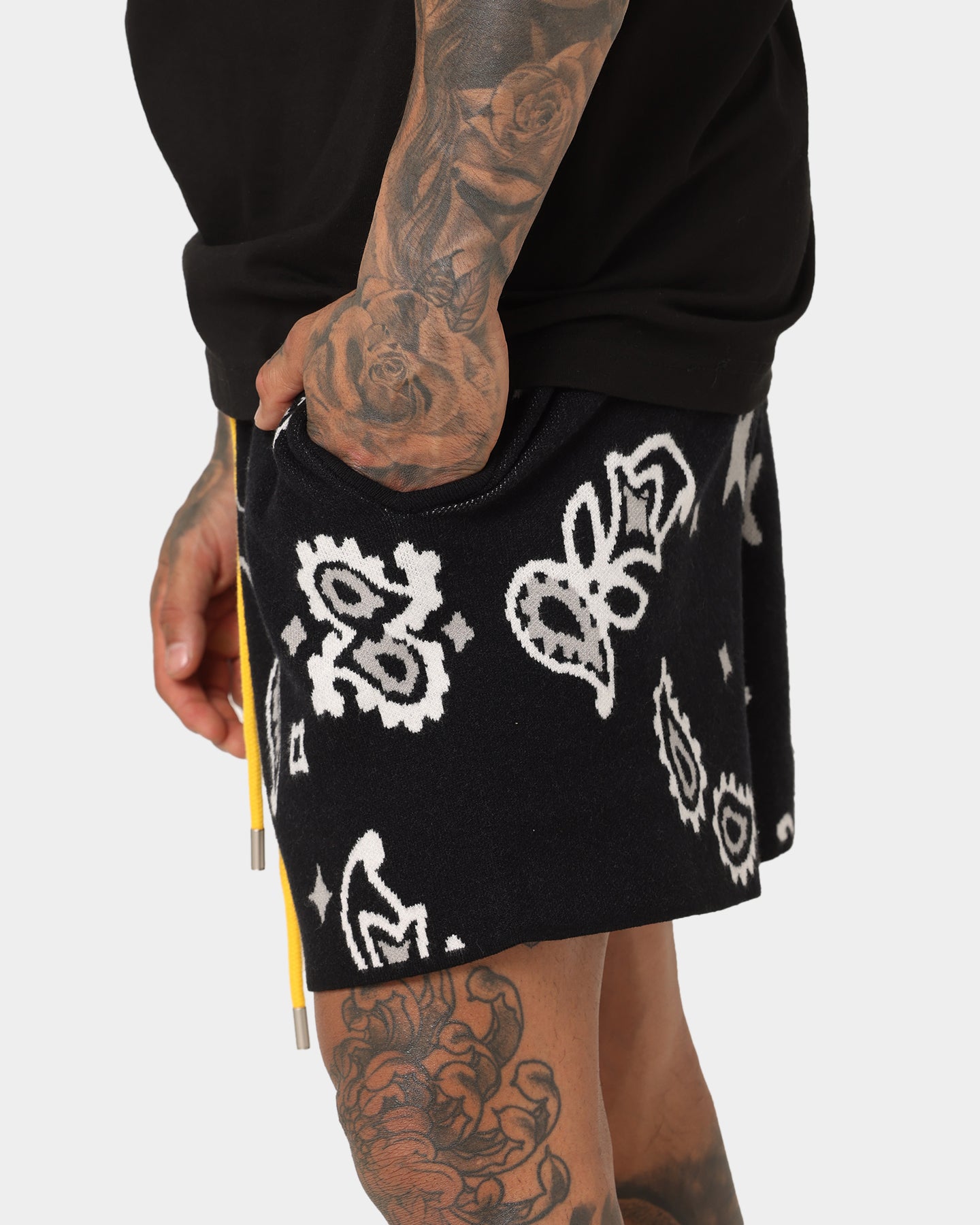 MNML Paisley Knit Shorts Black | Culture Kings US