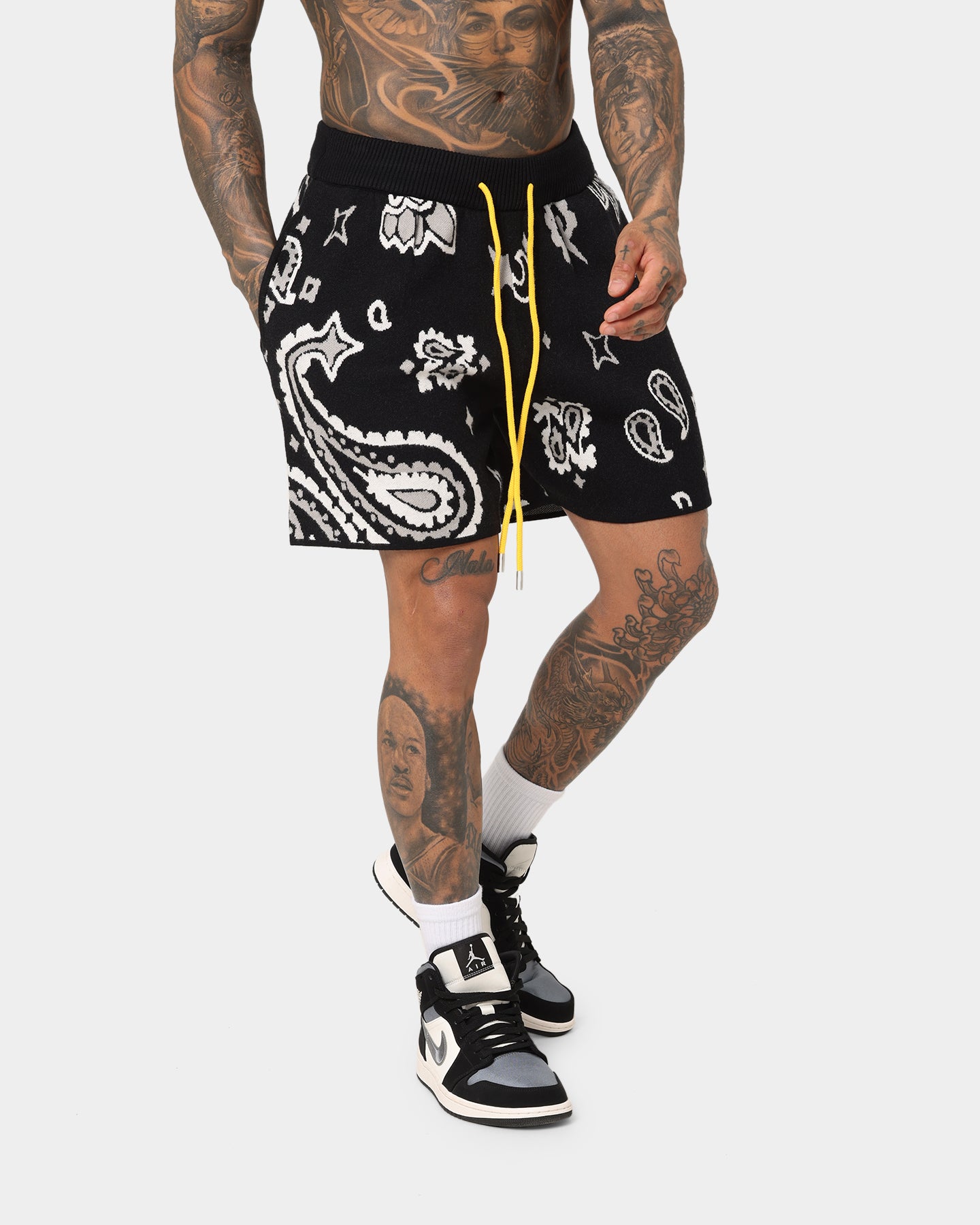 MNML Paisley Knit Shorts Black | Culture Kings US