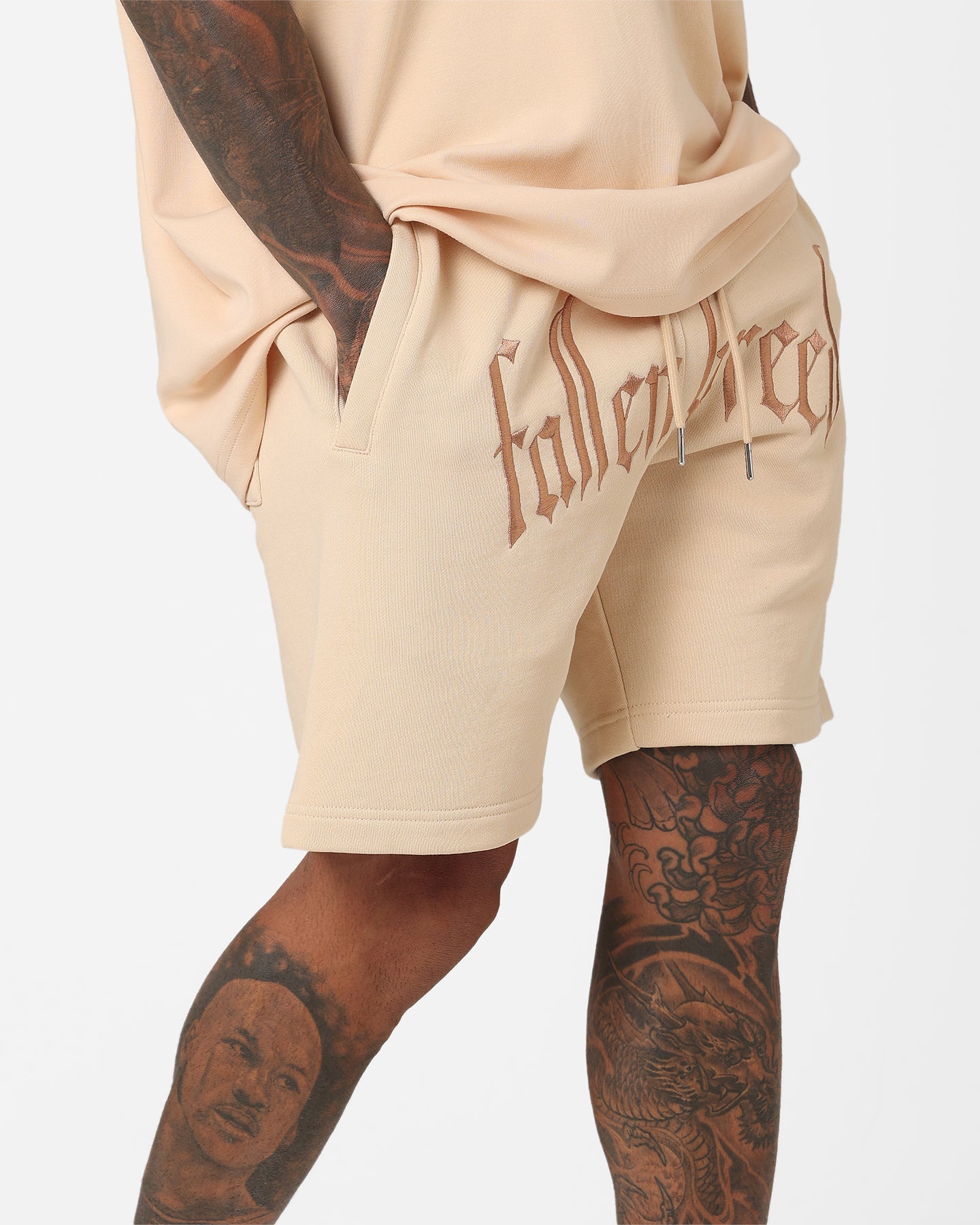 Fallen Breed Logo Sweat Shorts Nude | Culture Kings US