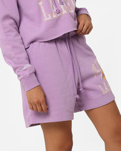 Mitchell & Ness Women's Los Angeles Lakers Arch Logo Shorts Faded Purple