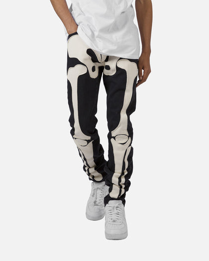 MNML D184 Skeleton Straight Denim Pants Black/White