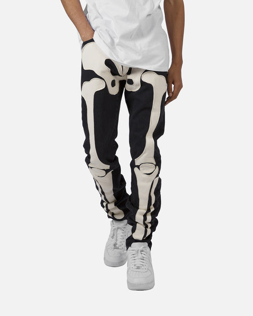 MNML D184 Skeleton Straight Denim Pants Black/White