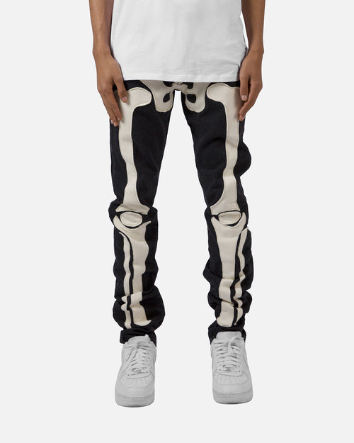 MNML D184 Skeleton Straight Denim Pants Black/White