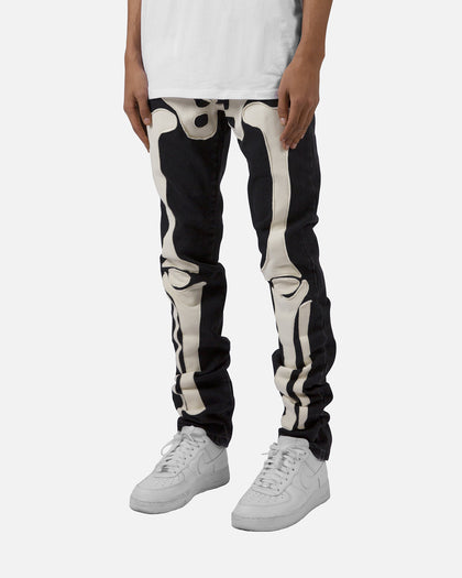 MNML D184 Skeleton Straight Denim Pants Black/White
