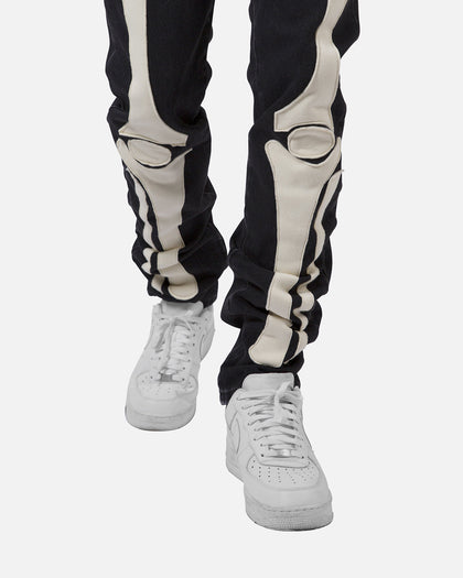 MNML D184 Skeleton Straight Denim Pants Black/White