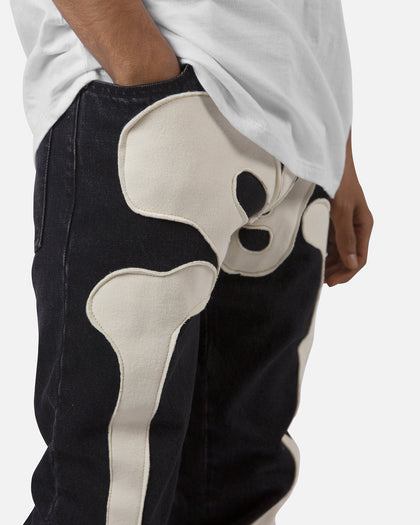 MNML D184 Skeleton Straight Denim Pants Black/White