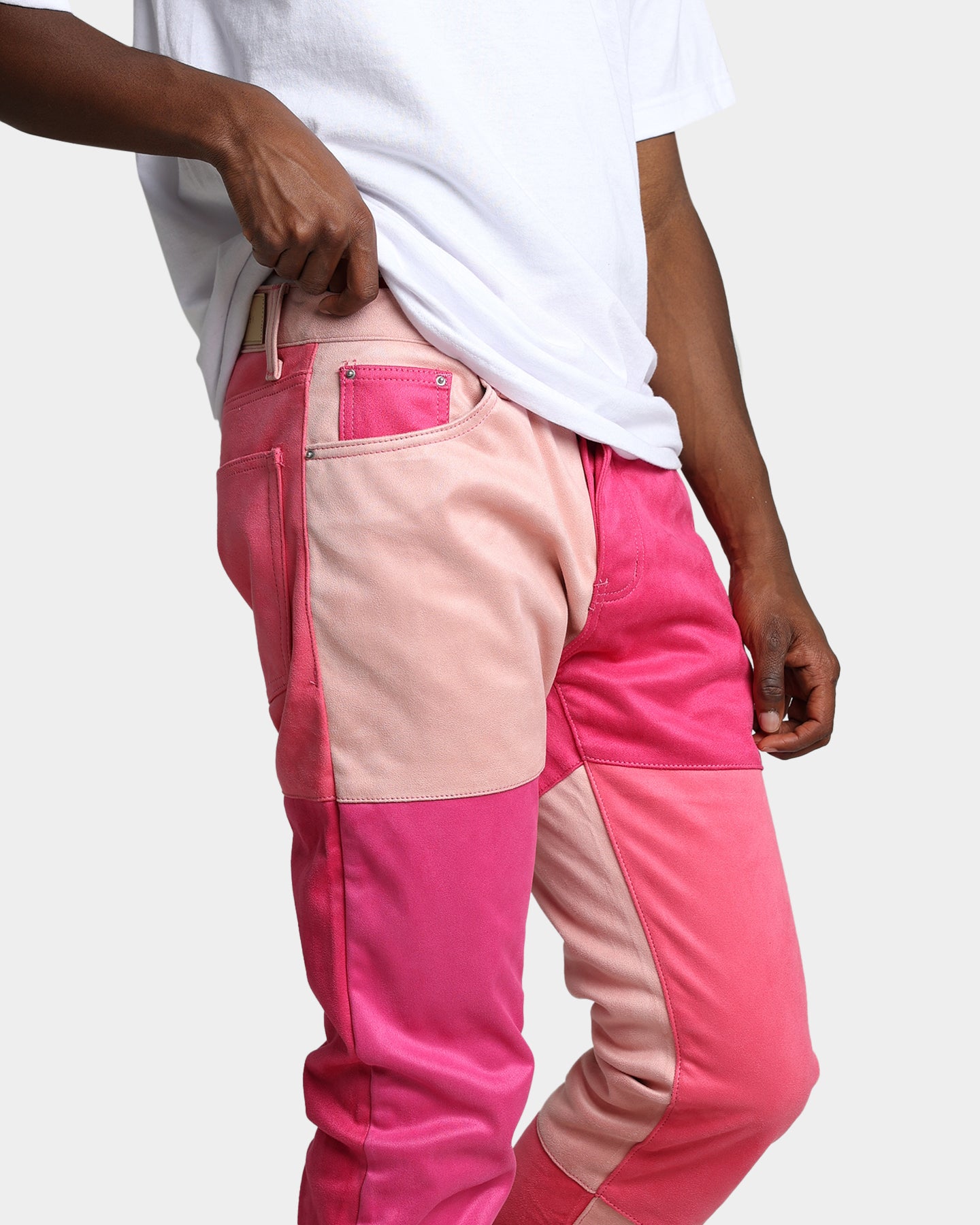 MNML D354 Patchwork Straight Denim Pants Pink | Culture Kings US
