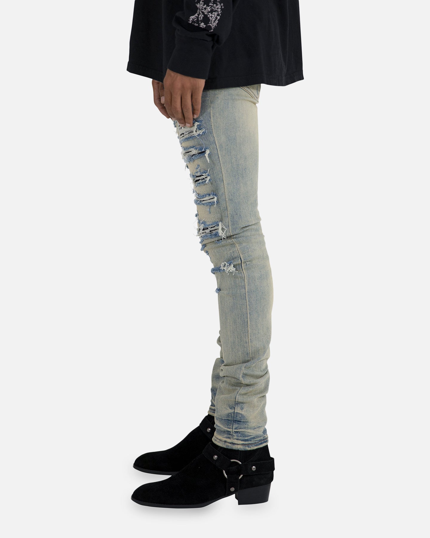 MNML X165 Paisley Skinny Denim Jeans Black/Black | Culture Kings US