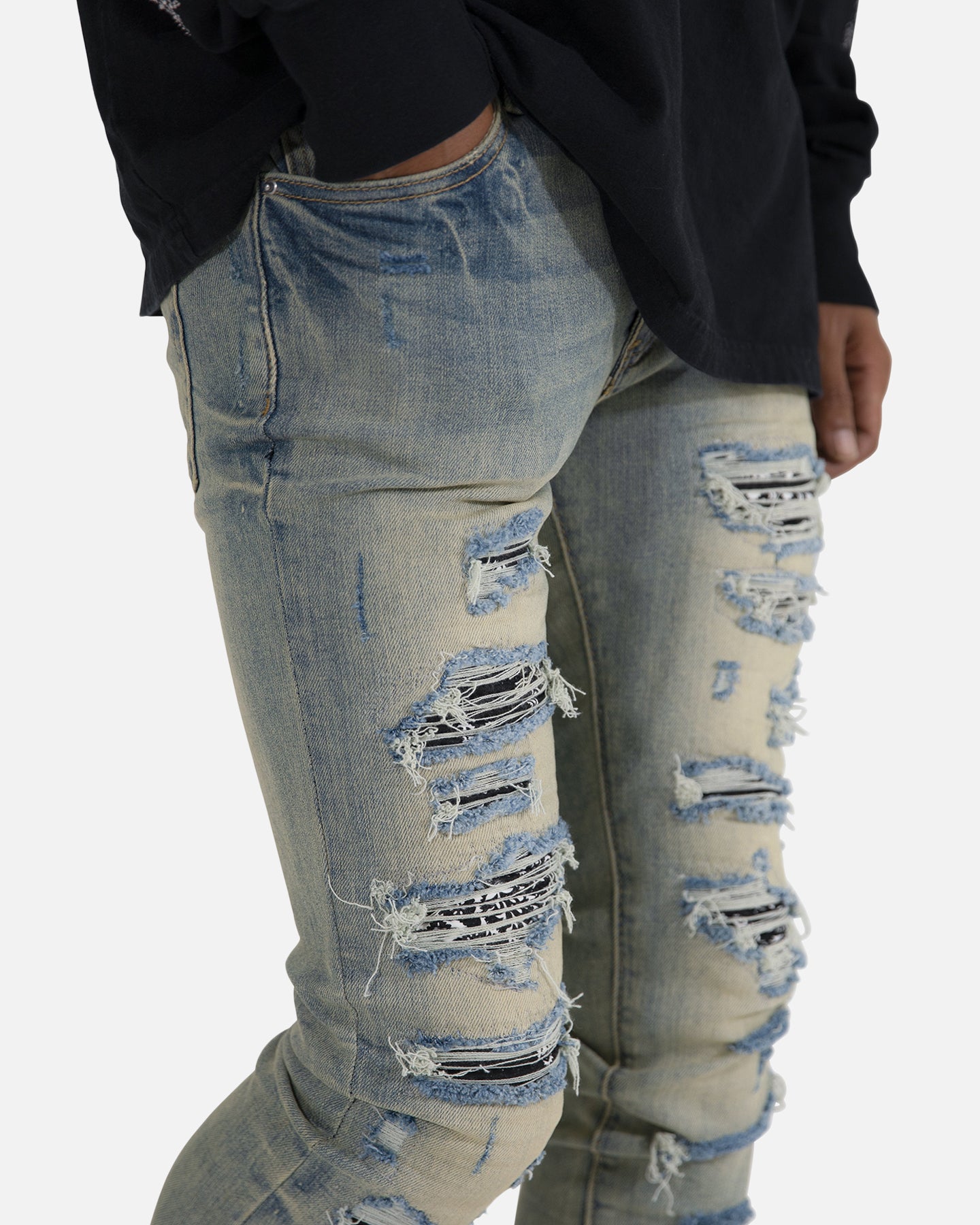 MNML X165 Paisley Skinny Denim Jeans Black/Black | Culture Kings US