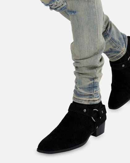 MNML X165 Paisley Skinny Denim Jeans Black/Black