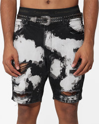 Saint Morta Splat Destroyer Denim Shorts Black/Grey