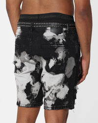 Saint Morta Splat Destroyer Denim Shorts Black/Grey