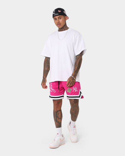 New Era New York Yankees 'Tropical Punch Script Pack' Mesh Shorts Hot Pink