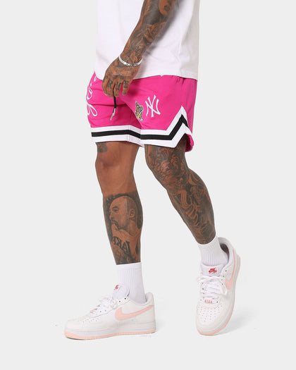 New Era New York Yankees 'Tropical Punch Script Pack' Mesh Shorts Hot Pink