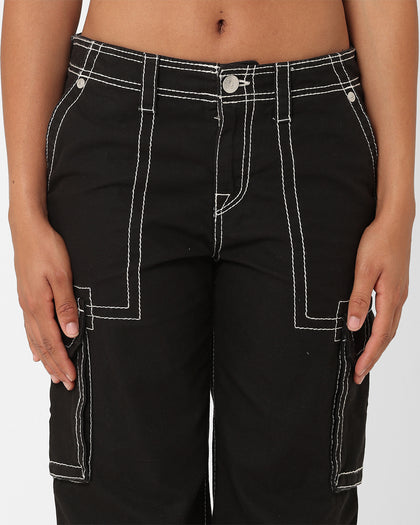 True Religion Women's Big T Cargo Pants Coal