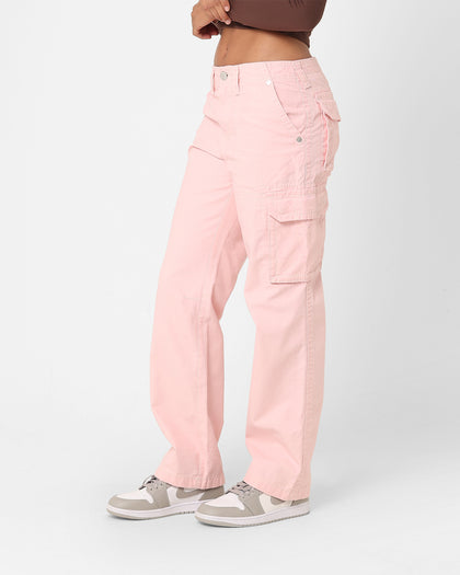 True Religion Women's Big T Cargo Pants Strawberry
