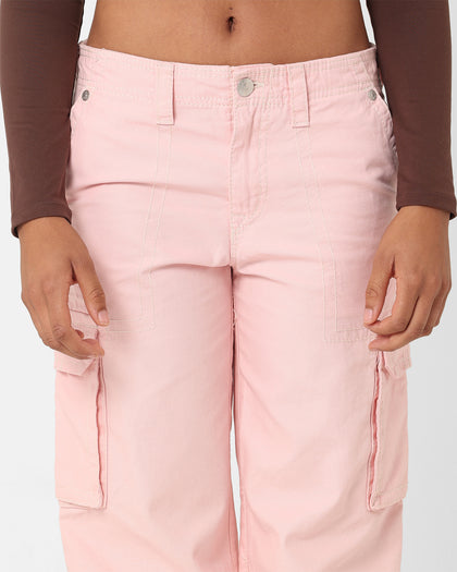 True Religion Women's Big T Cargo Pants Strawberry
