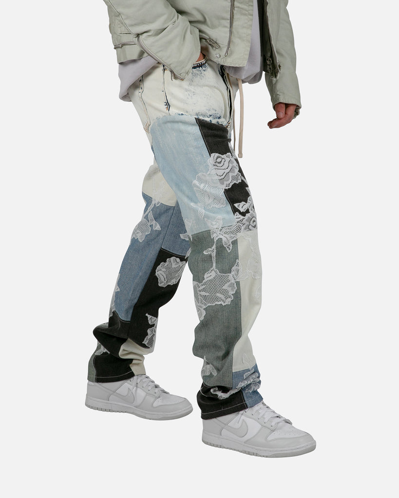 MNML X Kybucci V446 Lace Baggy Denim Pants Blue/White | Culture