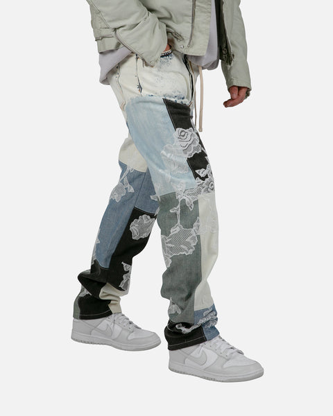 mnml【size 28】 MNML X Kybucci V446 Lace Baggy Denim Pants Blue/White | Culture