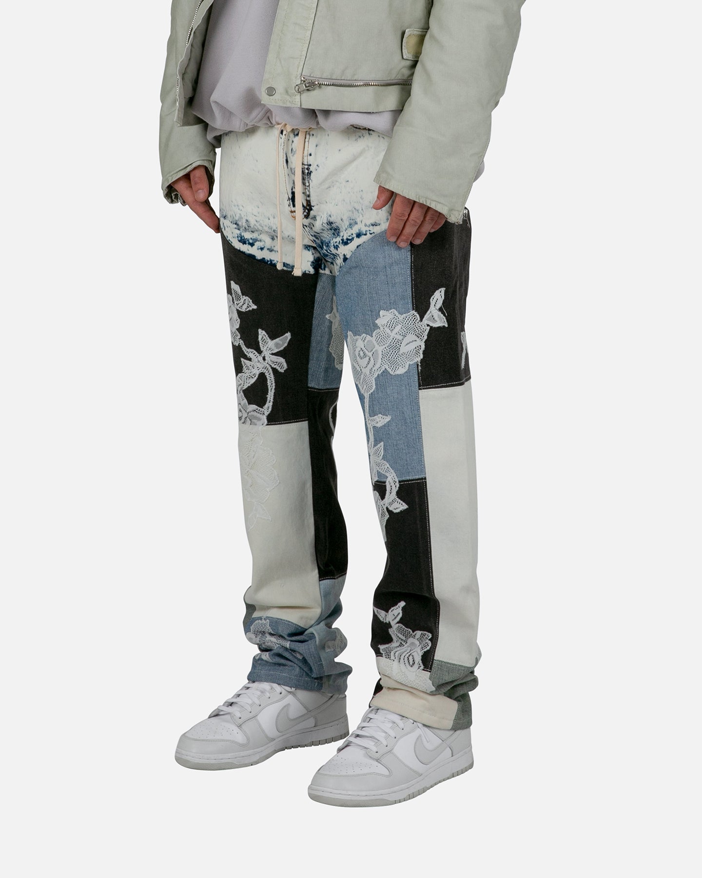 MNML X Kybucci V446 Lace Baggy Denim Pants Blue/White | Culture